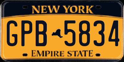 NY license plate GPB5834