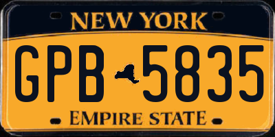 NY license plate GPB5835