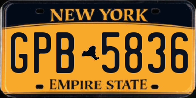 NY license plate GPB5836