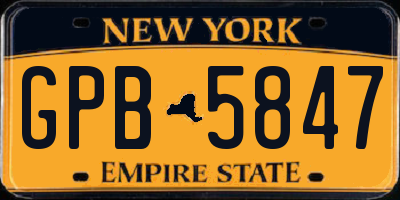 NY license plate GPB5847