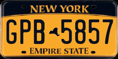 NY license plate GPB5857