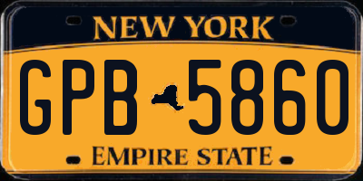 NY license plate GPB5860