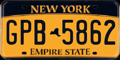 NY license plate GPB5862