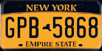 NY license plate GPB5868