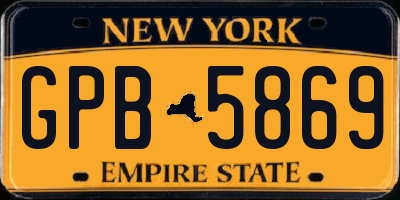 NY license plate GPB5869