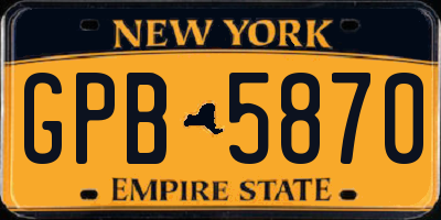 NY license plate GPB5870