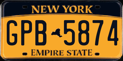NY license plate GPB5874