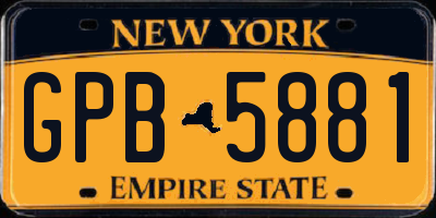 NY license plate GPB5881