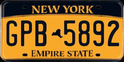 NY license plate GPB5892