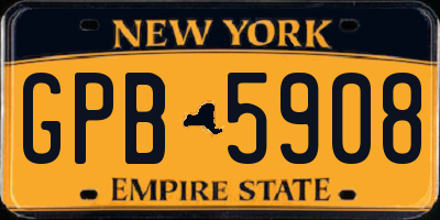 NY license plate GPB5908