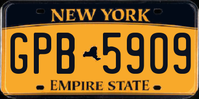 NY license plate GPB5909