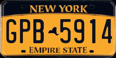 NY license plate GPB5914