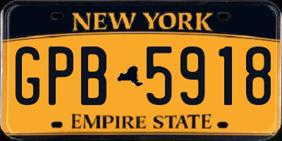 NY license plate GPB5918
