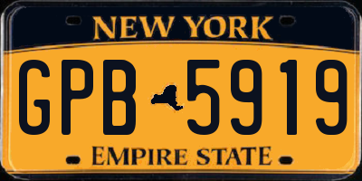 NY license plate GPB5919