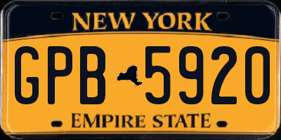 NY license plate GPB5920