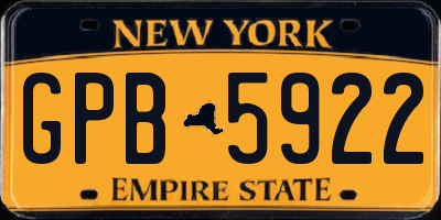 NY license plate GPB5922