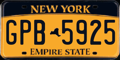 NY license plate GPB5925