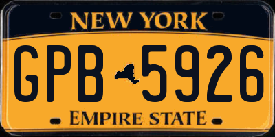 NY license plate GPB5926