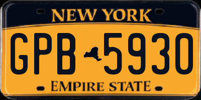 NY license plate GPB5930