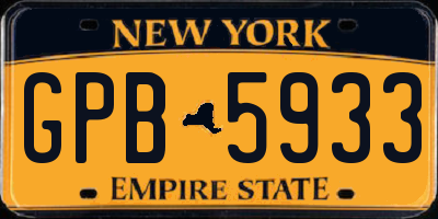 NY license plate GPB5933