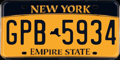 NY license plate GPB5934