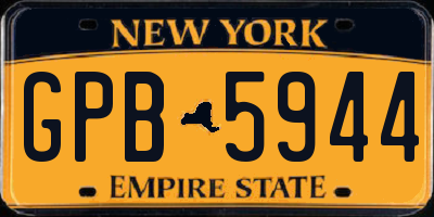 NY license plate GPB5944