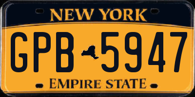 NY license plate GPB5947