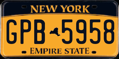 NY license plate GPB5958