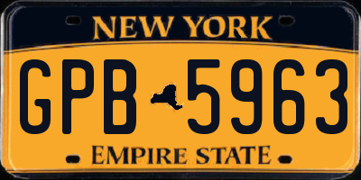 NY license plate GPB5963