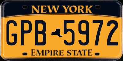 NY license plate GPB5972