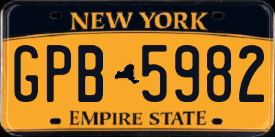 NY license plate GPB5982