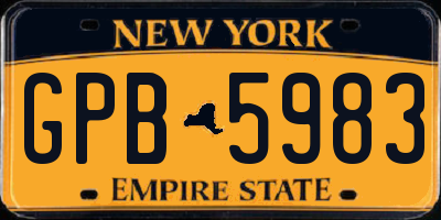 NY license plate GPB5983