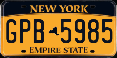 NY license plate GPB5985