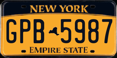 NY license plate GPB5987