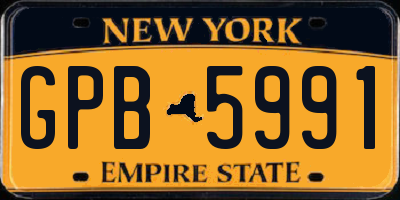 NY license plate GPB5991