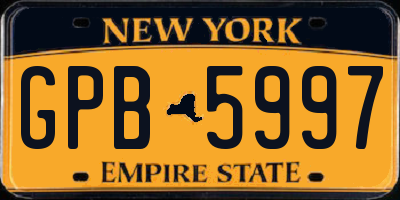 NY license plate GPB5997
