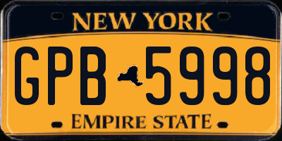 NY license plate GPB5998