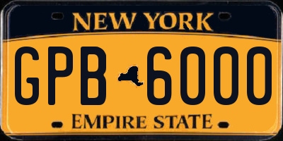 NY license plate GPB6000