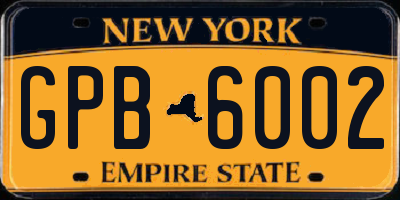 NY license plate GPB6002