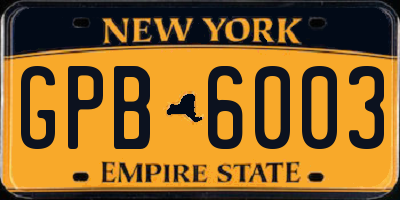 NY license plate GPB6003