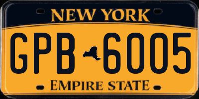NY license plate GPB6005