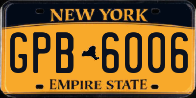 NY license plate GPB6006