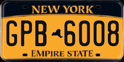 NY license plate GPB6008