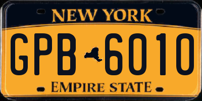 NY license plate GPB6010