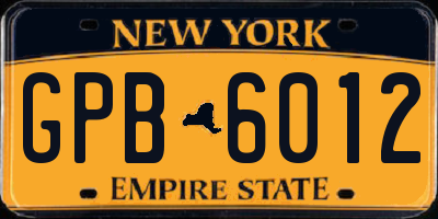 NY license plate GPB6012