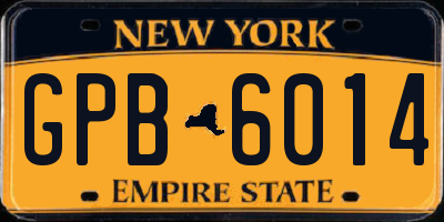 NY license plate GPB6014