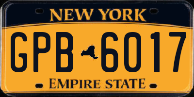 NY license plate GPB6017