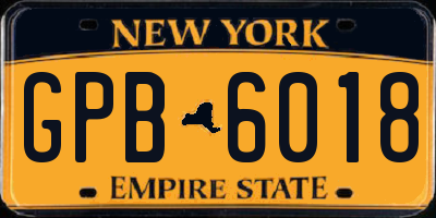 NY license plate GPB6018