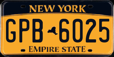 NY license plate GPB6025