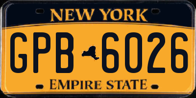NY license plate GPB6026